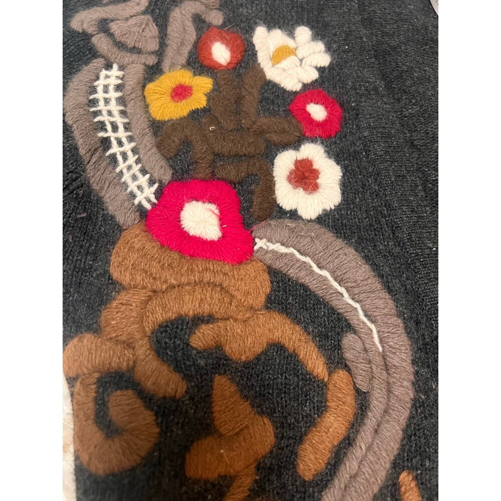 Barclay Vintage Lambswool Embroidered Med Cardigan Lagenlook Grandmacore Pocket - Picture 5 of 11